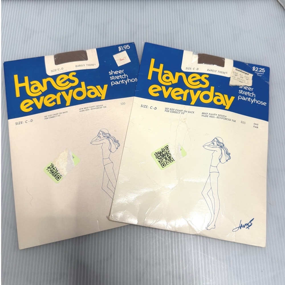 Hanes Everyday Pantyhose Women Size CD Color Barely There New 2 Pack Vintage